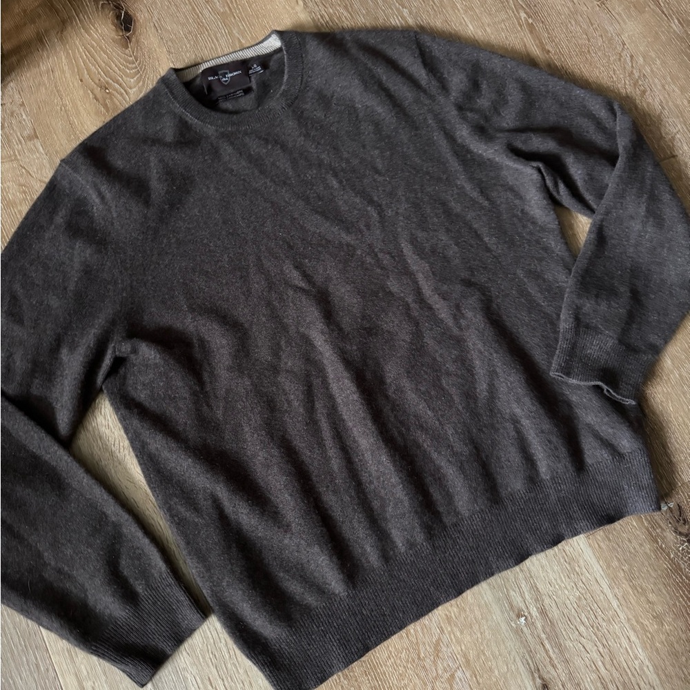 Black Brown 1826 Brown Cashmere Crewneck Sweater Size L‎
